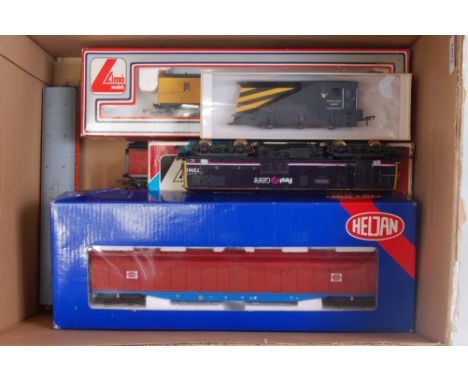 A Lima Class 73 diesel electric No. 73141 Charlotte in First GBRF livery (VG), a Heljan bogie Cargowaggon (NM,BVG), 5 boxed a