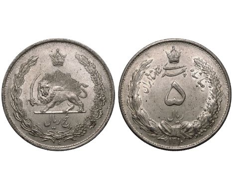 IRAN. Reza Shah, 1925-1941. Silver 5 Rials, 1310 (1931). Tehran, Iran. Obv: central denomination within crowned wreath; date 