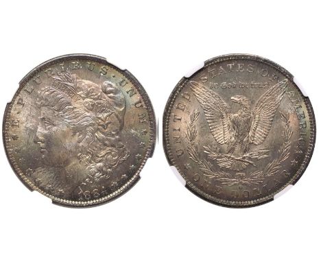 UNITED STATES. Morgan dollars, 1878-1904. Silver 1 Dollar, 1884 O. New Orleans. E. PLURIBUS. UNUM, date below Morgan type bus