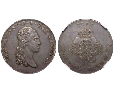 GERMANY. KINGDOM OF SAXONY. Frederick August I, 1806-1827. Silver Taler, 1813 IGS. Pattern. Obv: FRID.AVGVST.D.G.REX SAXONIAE