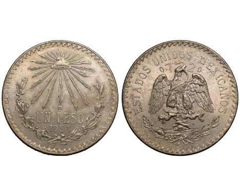 MEXICO. United Mexican States/Mexican Republic, 1823-date. Silver Peso, 1933. Obv: ESTADOS UNIDOS MEXICANOS, Mexican coat of 