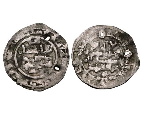ISLAMIC. UMAYYAD OF SPAIN. Hisham II. Silver Dirham, AH 394 (AD AD 1004). Madinat Fas (Fez) mint. Kalima in three lines acros