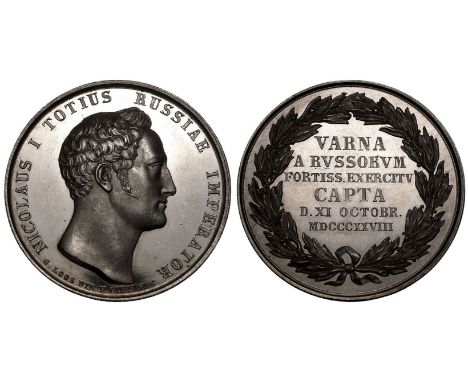 RUSSIA. Nicholas I. Silver Medal, 1828. Proof. Commemorating the capture of Varna by Russian troops in 1828 during the Russo-