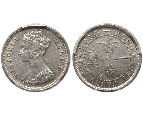 HONG KONG. Victoria, 1837-1901. Silver 10 Cents, 1893. Royal Mint (Tower Hill). Obv: VICTORIA QUEEN, crowned bust left. Desig