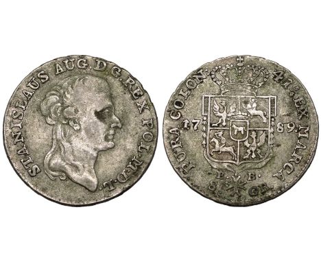 POLISH - LITHUANIAN COMMONWEALTH. Stanislaus II Augustus Poniatowski, 1764-95. Silver 8 Groschen, 1789. Warsaw. Obv: STANISLA
