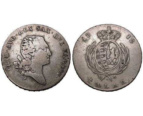 POLAND. GRAND DUCHY OF WARSAW. Friedrich August I. Silver 1 Talar, 1812 IB. Mint of Poland. Obv: FRID·AVG·REX SAX·DVX VARSOV·