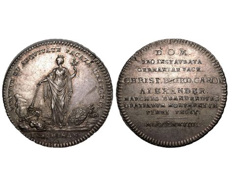 GERMANY. MARGRAVIATE OF BRANDENBURG-ANSBACH. Charles Alexander, 1757-1791. Silver Taler, 1779 G. Ansbach, Germany. Engraver J