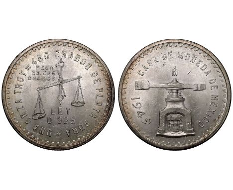 MEXICO. United Mexican States/Mexican Republic, 1823-date. Silver 1 Onza, 1949. Obv: CASA DE MONEDA DE MEXICO, depiction of a