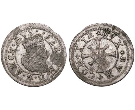 AUSTRIA. TYROL. Ferdinand II, 1564-1595. Silver 1 Kreuzer, ND (1564-1595). Obv: •FERDIN•D•G•ARCH•AVS•, crowned portrait right