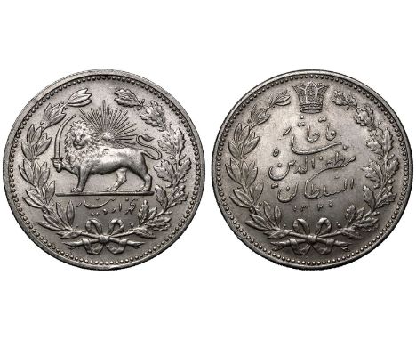 IRAN. Mozaffar ad-Din Shah, 1896-1907. Silver 5000 Dinar, 1320 (1902). Saint Petersburg. Struck at the St. Petersburg mint, w