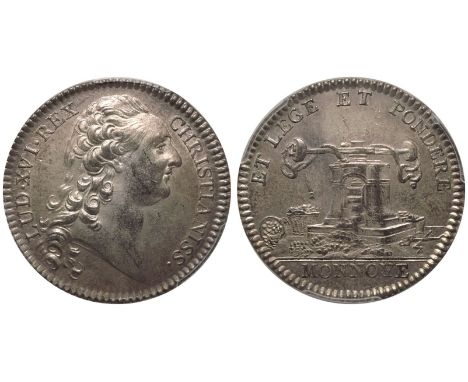 FRANCE. Louis XVI, 1774-92. Silver Jeton, ND. Obv: LUD. XVI. REX CHRISTIANISS., head right. Rev: ET LEGE ET PONDERE, central 