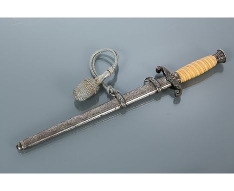 WWII GERMAN ARMY DAGGER white handle, the eagle on the crossguard is missing swastika insignia, initially issued from 1935 an