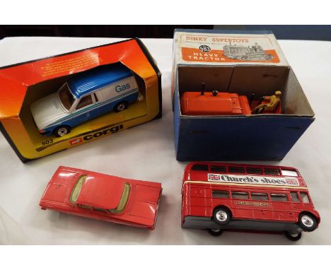 A selection of die-cast vehicles to include Dinky Supertoys Heavy Tractor No 563, a Corgi Ford British Gas Van No 503 boxed, 