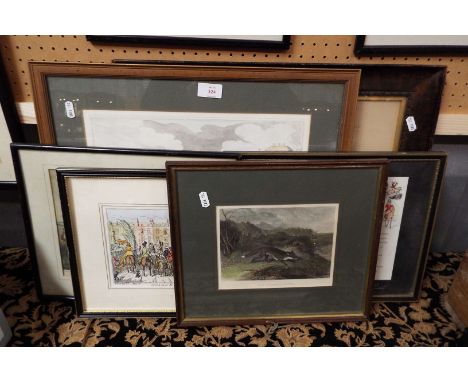 A mixed selection of hunting engravings and prints