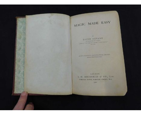 DAVID DEVANT: MAGIC MADE EASY, London, S H Boulsfield, 1903, 1st edition, contempory cloth