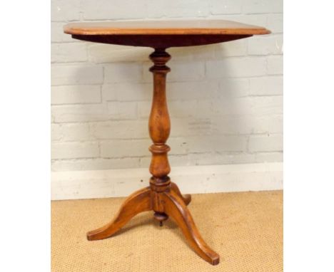 A Victorian pale mahogany rectangular occasional table on pillar and tripod base 