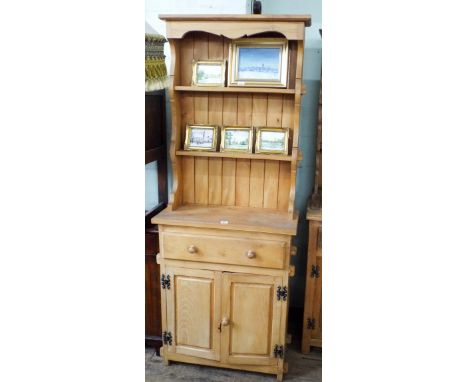 A small light oak Welsh style dresser with shelf back drawer and cupboards under 2'3 wide 