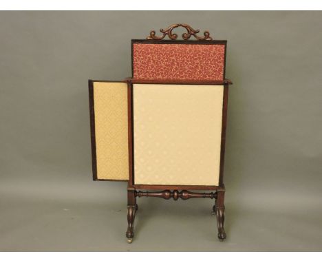 A Victorian mahogany firescreen, with lift up tapestry panel, 60cm wide