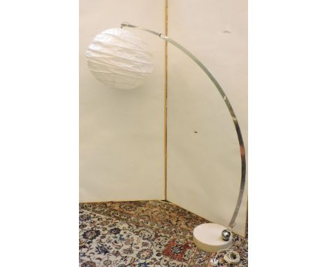 An Italian chrome standard lamp, on a circular marble base