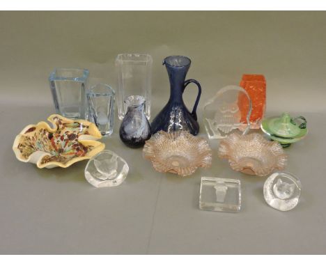 Assorted glassware, to include Stromberg Shyttan, Whitefriars, Murano, Caithness vases and bowls, an Ed Evans oil lamp, and S