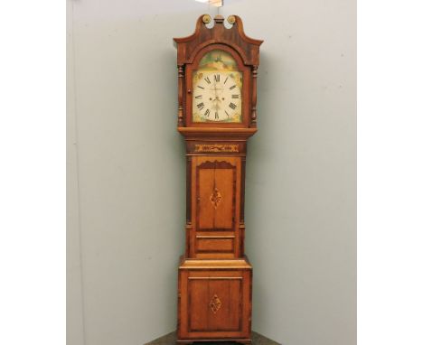 An early 19th century eight day longcase clock, by Jo Kern of Swansea, painted dial, with subsidiary seconds and date apertur