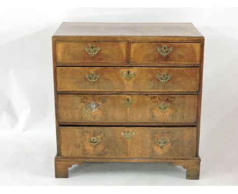 A 19th century mahogany chest of two short and three long drawers, below a caddy moulded and crossbanded top, 91cm wide, 94cm