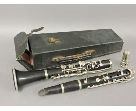 A French five piece clarinet, cased