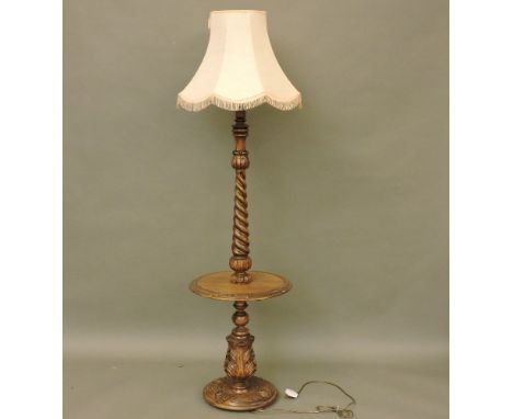 An early 20th century Dutch oak standard lamp/table, with shade, 148cm, and a Georgian mahogany wash stand