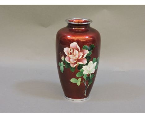 A Japanese cloisonné enamel vase, 18.5cm high