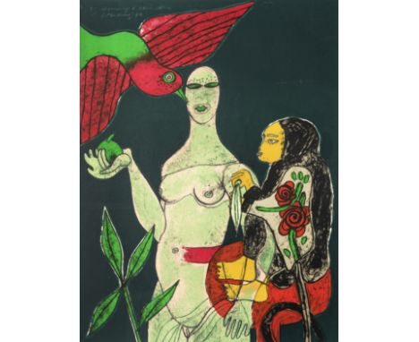 CORNEILLE (Guillaume Cornelis van Beverloo dit) (1922-2010)HOMMAGE A ERIC SATIE, 1976 Lithographie en couleurs sur vélin Epre