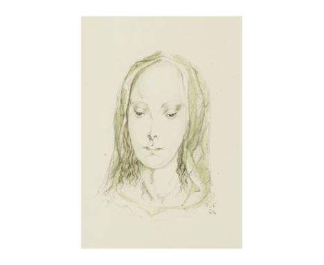 Léonard Tsuguharu FOUJITA (1886-1968)PORTRAIT DE MADONE, 1964 Lithographie en couleurs Signée et numérotée 5/100 (partielleme