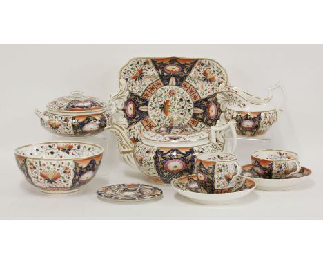 A Bloor Derby 'Imari' pattern tea and coffee service, c.1825-1848, for eight place settings, comprising:eight tea cups,eight 