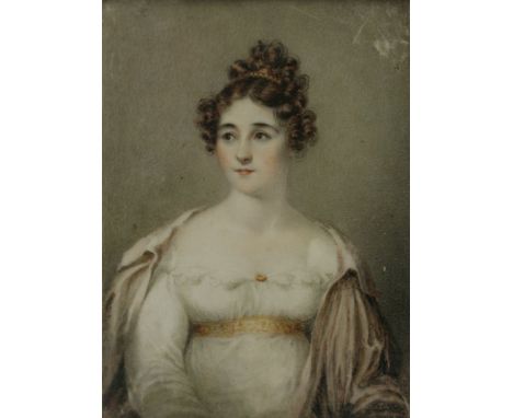 Mary Ann Knight (1776-1851)'PORTRAIT OF LADY CATHERINE...' (on torn label)Miniature on ivory, signed and dated April 1821 on 