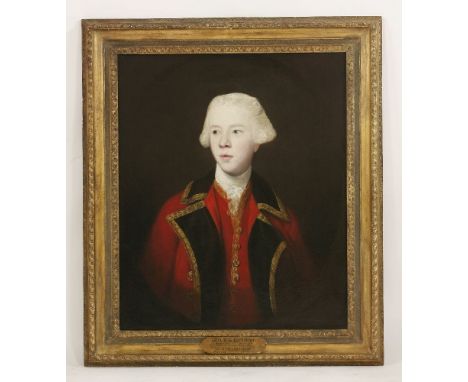 Circle of Sir Joshua Reynolds PRA (1723-1792)PORTRAIT OF GEORGE AUGUSTUS, 3RD VISCOUNT HOWE, HALF LENGTH, WEARING THE UNIFORM