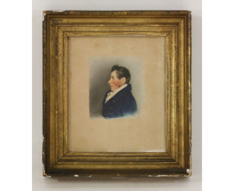 George Engleheart (1752-1829)PORTRAIT OF MR FRANCIS SHERBORN, BUST LENGTH IN PROFILE, IN A BLUE COATSigned with initials and 
