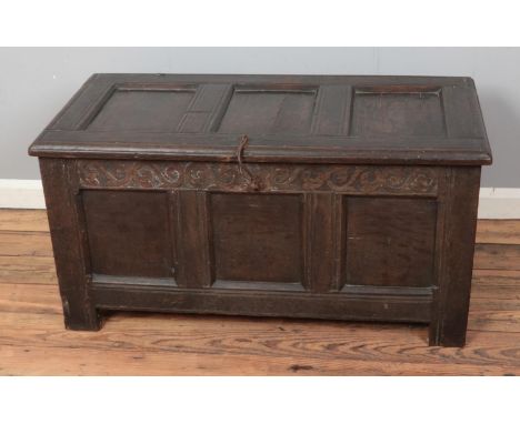 A Georgian paneled oak trunk.  