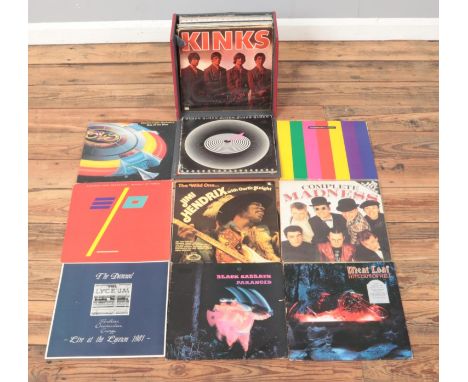A carry case of mainly rock and pop records. To include Meatloaf, Madness, Jimi Hendrix, ELO and Queen.  