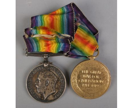 Two WWII medals. Both inscribed to the edge. '21331 PTE.W.R. SCOTT'. Durham Light Infantry.  