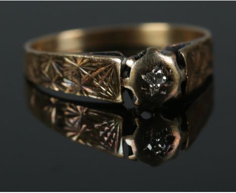 A 9ct diamond solitaire ring. Size J, 1.73g.  