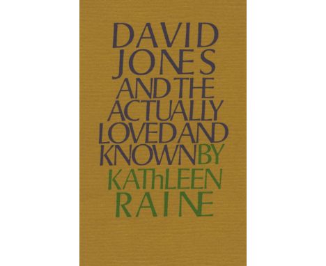 RAINE, KATHLEEN.David Jones and the Actually Loved and Known, SPECIAL LIMITED EDITION, 34/150, including a print of ‘The Unic