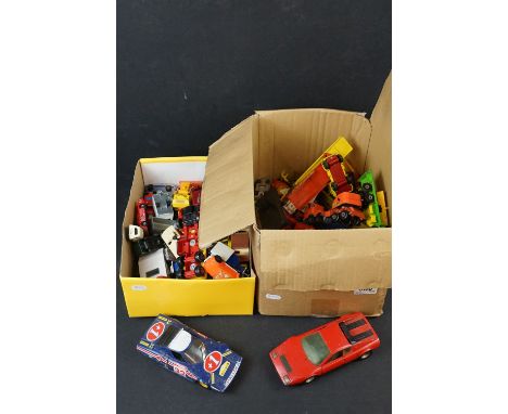 Collection of around 70 play worn diecast models from mid 20th C onwards, mainly Matchbox examples, Corgi etc (two boxes) 