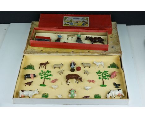 Two boxed metal farming figure sets to include Roydon Home Farm The Village Blacksmith set &amp; Johillco Farm Series F17, bo