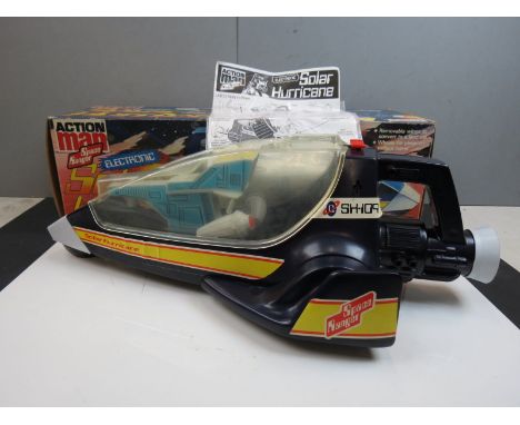 Boxed Palitoy Action Man Space Ranger Electronic Solar Hurricane vehicle, gd condition with gd box that has small part cut ou