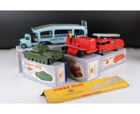 Four boxed Dinky Supertoys diecast models to include 963 Heavy Tractor, 955 Fire Engine, 651 Centurion Tank &amp; 582 Pullmor