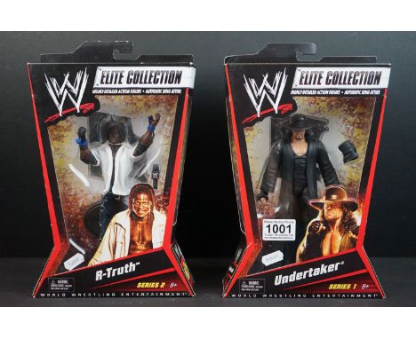 WWE / WWF Wrestling -  Two boxed Mattel  Elite Collection figures to include Series 1 The Undertaker and Series 2 R Truth, bo