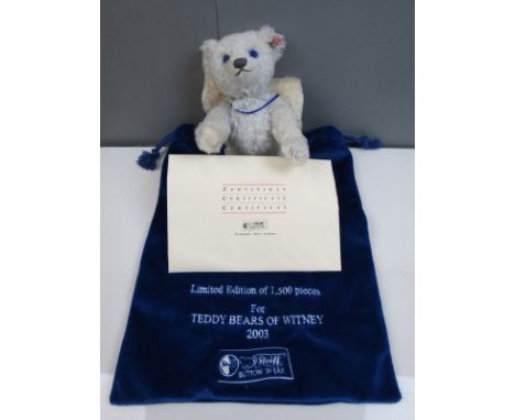 Boxed Steiff Georgina Guardian Angel Teddy Bear, light blue, 25cm, ltd edn, with certificate, cloth bag, ex 