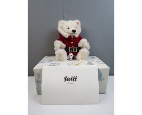 Boxed Steiff Christmas Santa Claus Teddy Bear 2008, white, 25cm, with all paperwork &amp; certificate, ex 