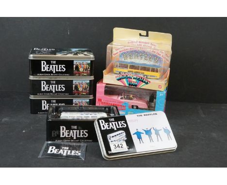 Collection of Six boxed Corgi diecast models to include The Beatles Magical Mystery Tour, 4 x Beatles Collectors Bus, plus Th