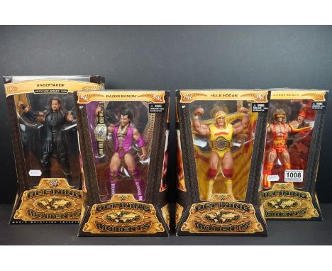 WWE / WWF Wrestling - Four boxed Mattel Defining Moments figures to include Hulk Hogan, the Undertaker 1996, Razor Ramon &amp