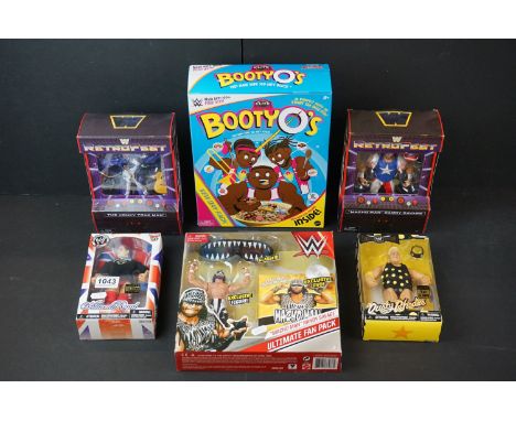 WWE / WWF Wrestling - Six boxed Mattel &amp; Jakks WWE figures / sets to include 4 x Matttel (Booty O's The New Day, Macho Ma